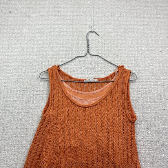 Y2K Caty Lesca Paris Crochet Knit Boho Layered Festival Top Orange Wom Sz 2 - Picture 2 of 10